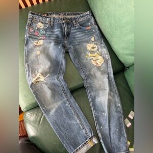 Ralph Lauren Distressed Blue Cropped Jeans